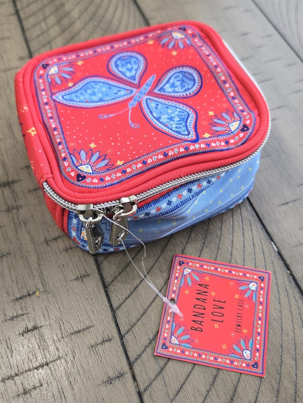 Brighton Bandana Love Red & Blue Zip Pouch
